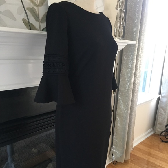 Calvin Klein Black Dress 3/4 Bell Sleeves - Picture 2 of 7